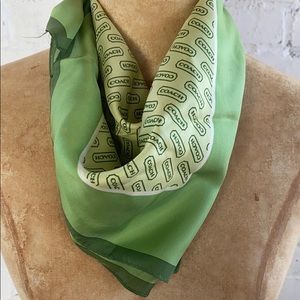 COACH green silk logo print scarf